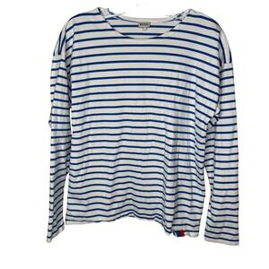 KULE Women's Striped Long Sleeve T Shirt‎ Blue White Cotton Size S